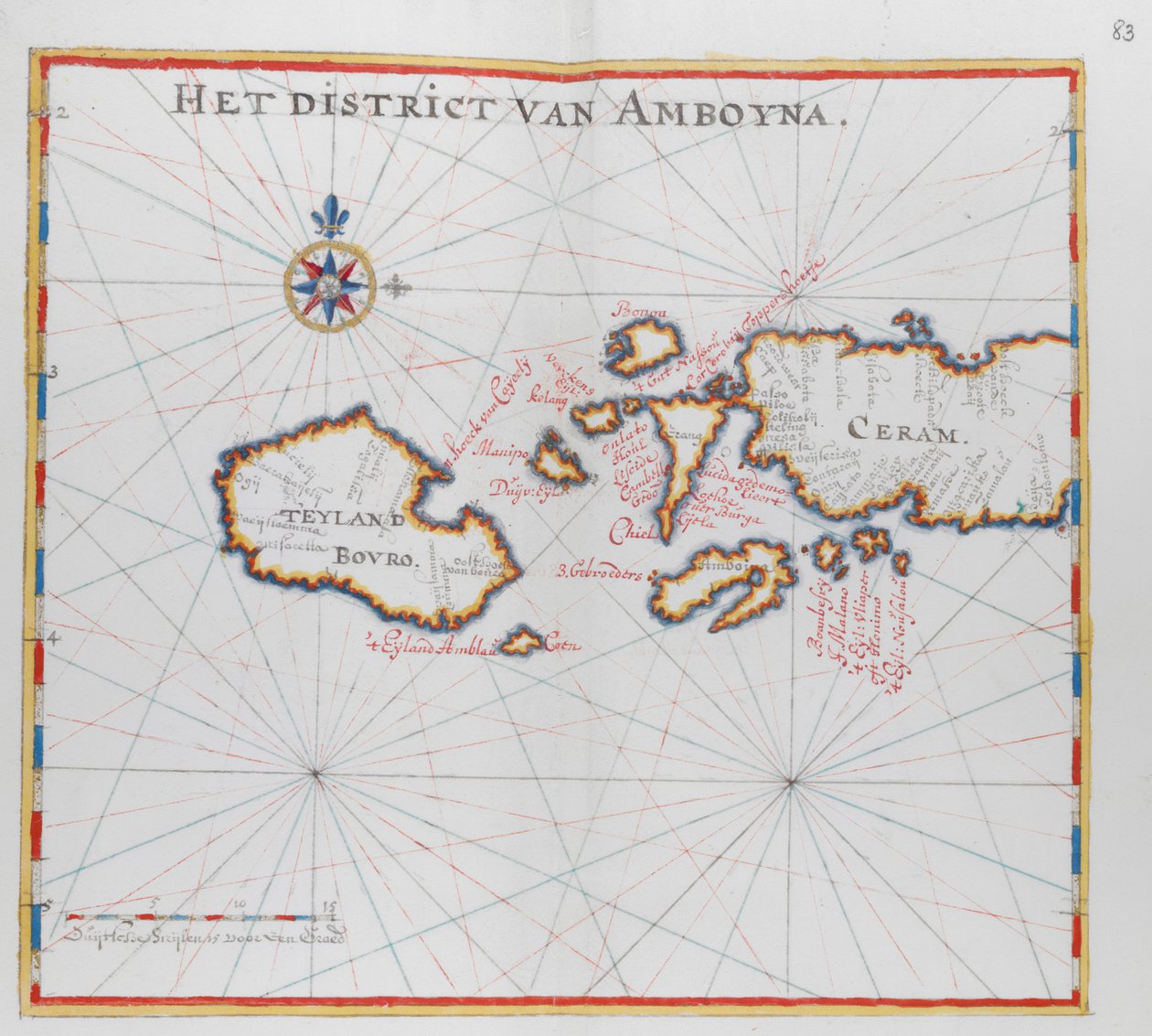 Karte der Inseln Bouro und Ceram (Seram), Indonesien von Dutch School