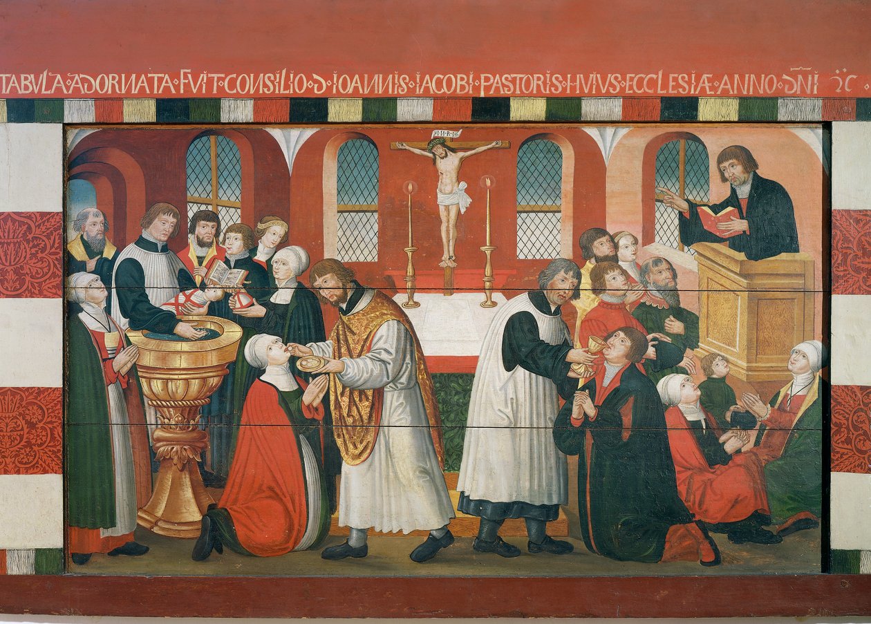 Martin Luther predigt (Detail vom Altarbild der Kirche von Torslunde) von Dutch School