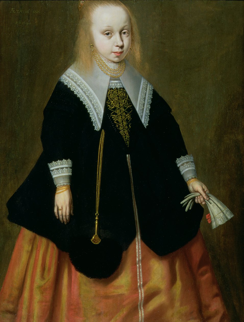 Porträt eines jungen Mädchens, Friesische Schule, 1644 von Dutch School