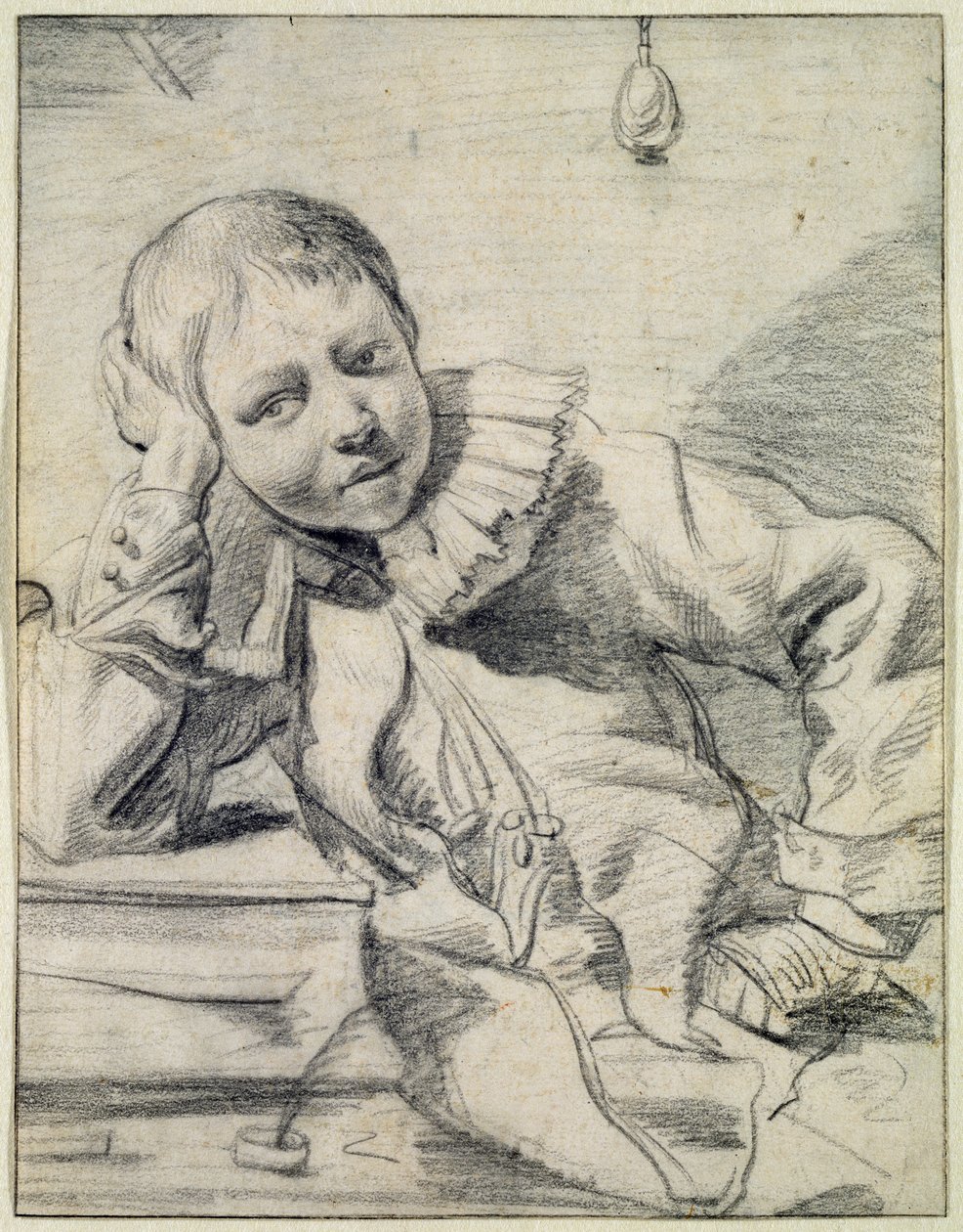 Schuljunge an seinem Schreibtisch, um 1630-45 von Dutch School
