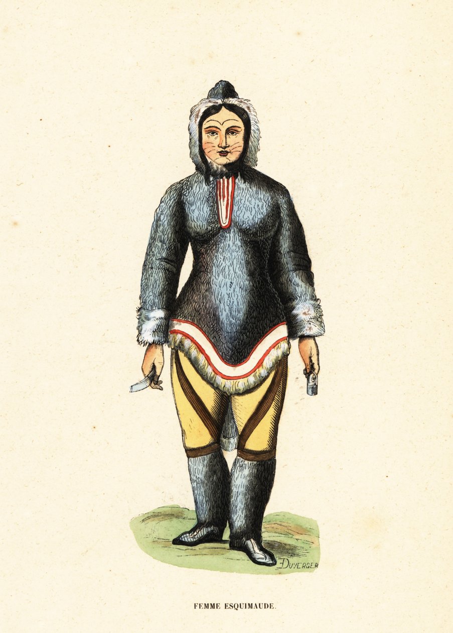 Inuit-Frau mit Gesichtstätowierungen, Mackenzie River, Yukon, Kanada von Duverger Duverger