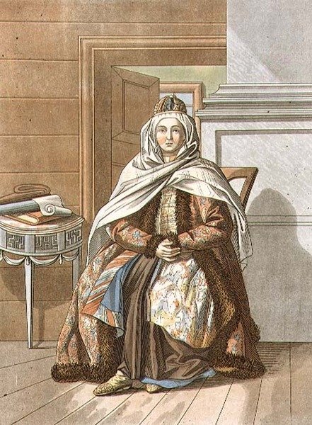 Tartarische Frau aus Tomsk, graviert von Jegor Skotnikoff (1782-1843) (Lithografie) von E. (after) Karnejeff