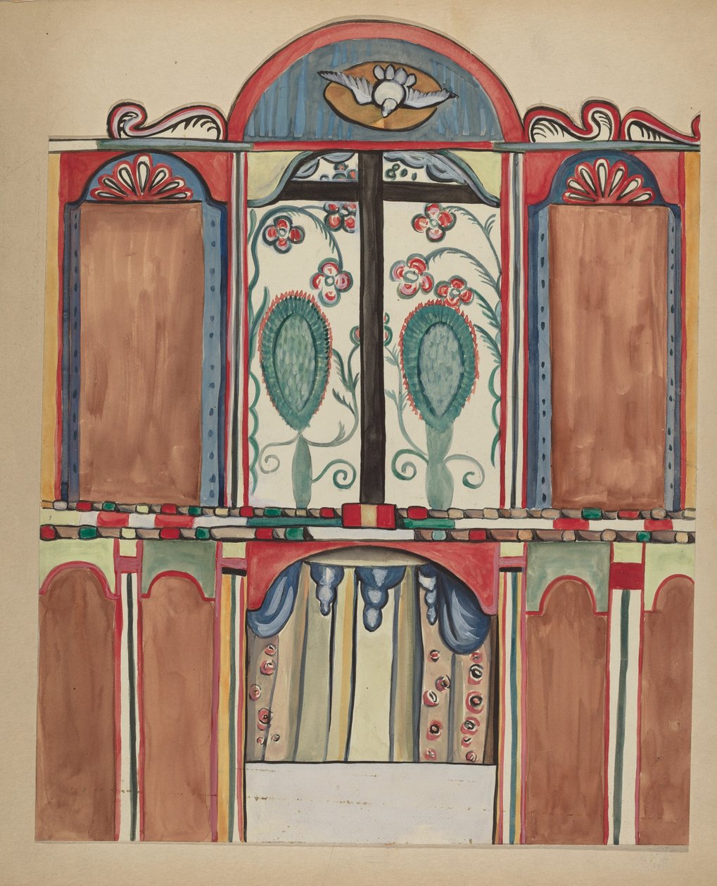 Hauptaltar in der Santa Cruz Kirche, Santa Fe County, 1935-1942 von E. Boyd