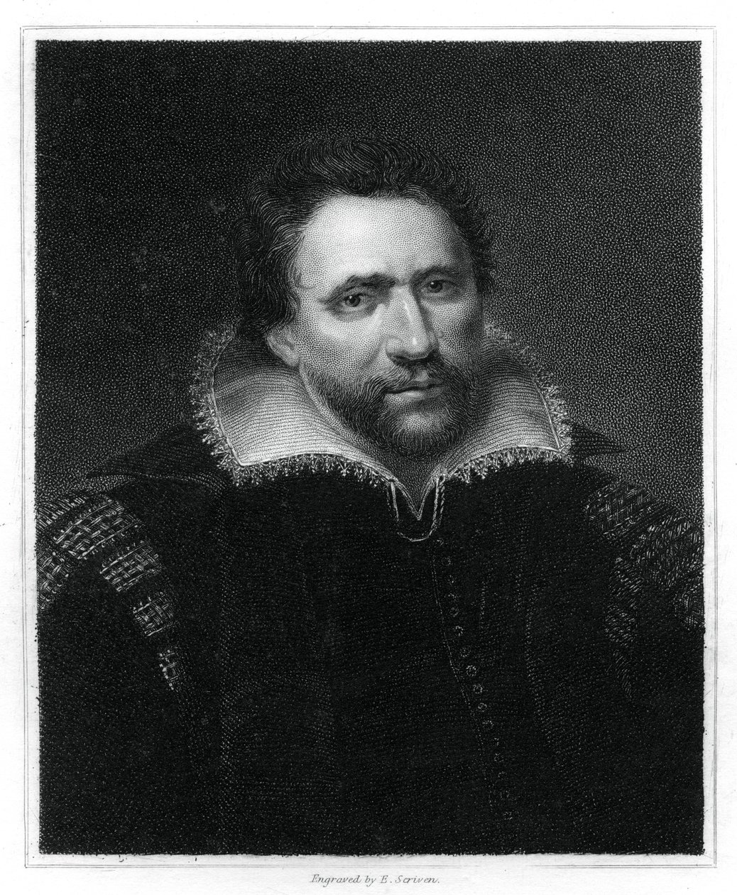 Benjamin Jonson, englischer Renaissance-Dramatiker, Dichter und Schauspieler, 1834 von E. Scriven