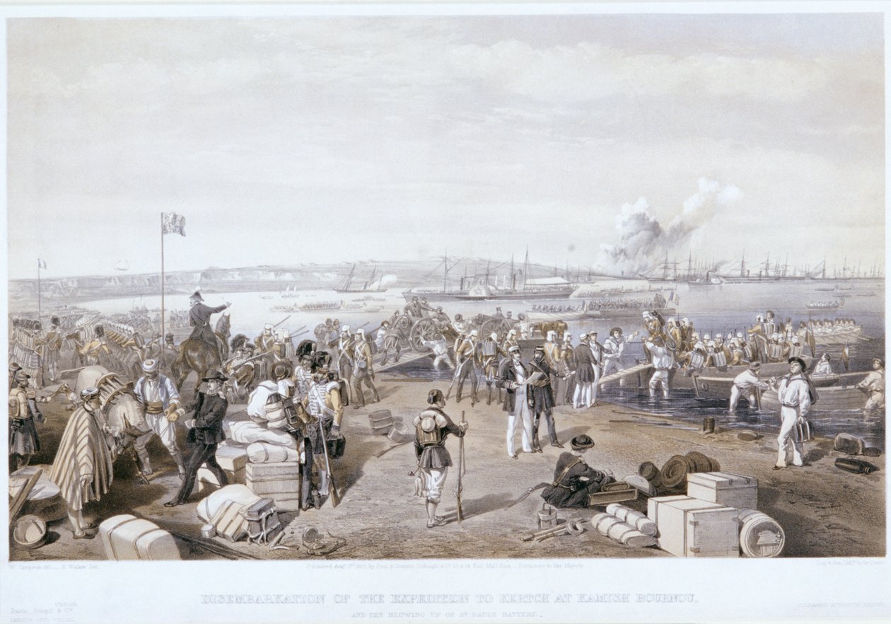 Landung der Expedition nach Kertsch bei Kamish Bournou, 1855 von E Walker