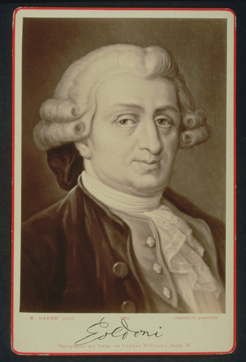 Porträt von Carlo Goldoni (1707-93) von E. after Hadler
