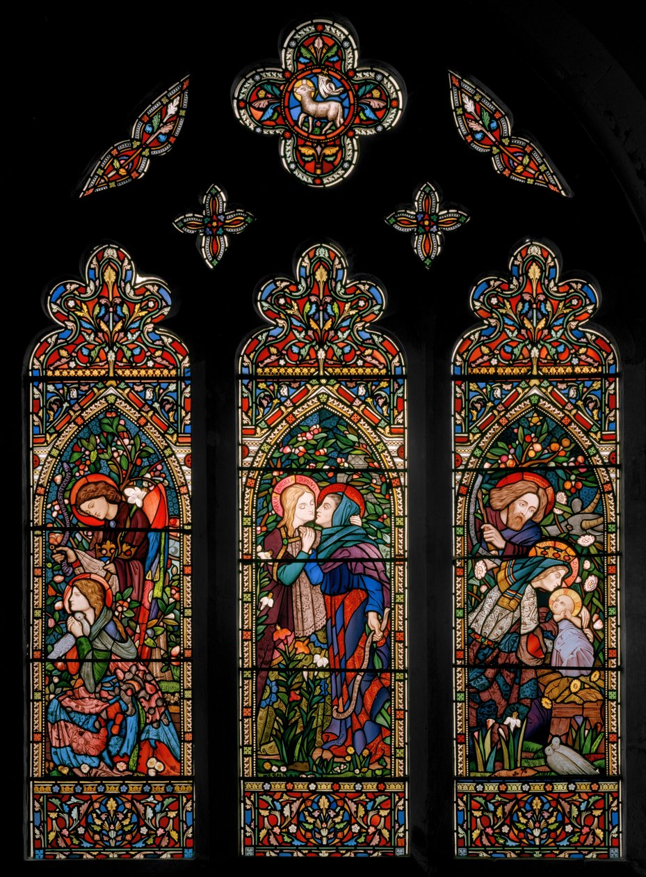 Die Verkündigung, der Besuch und die Geburt Christi, ca. 1860 von E. and Halliday Burne Jones