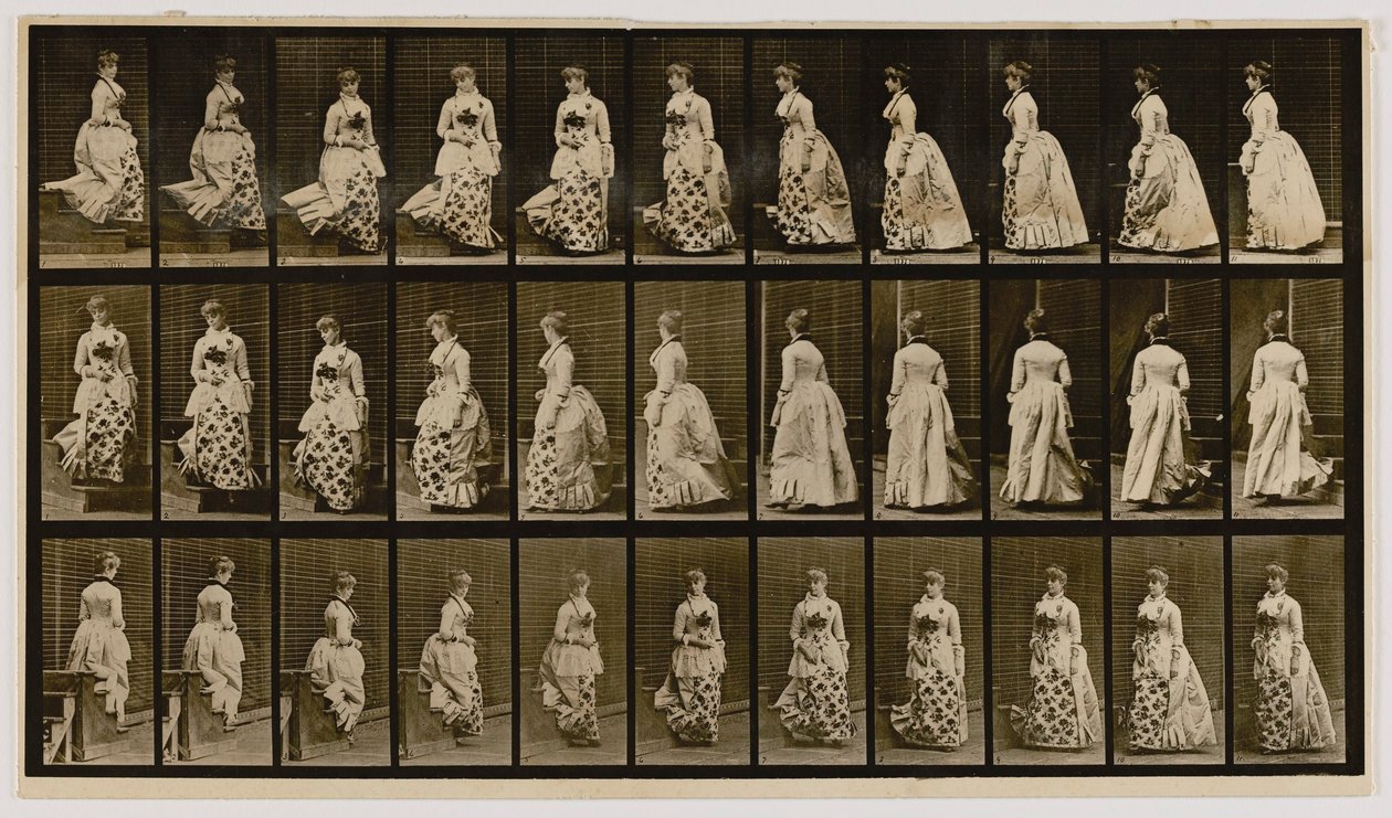 Treppen hinabsteigend und sich drehend, aus dem Buch Tierbewegung von Eadweard Muybridge