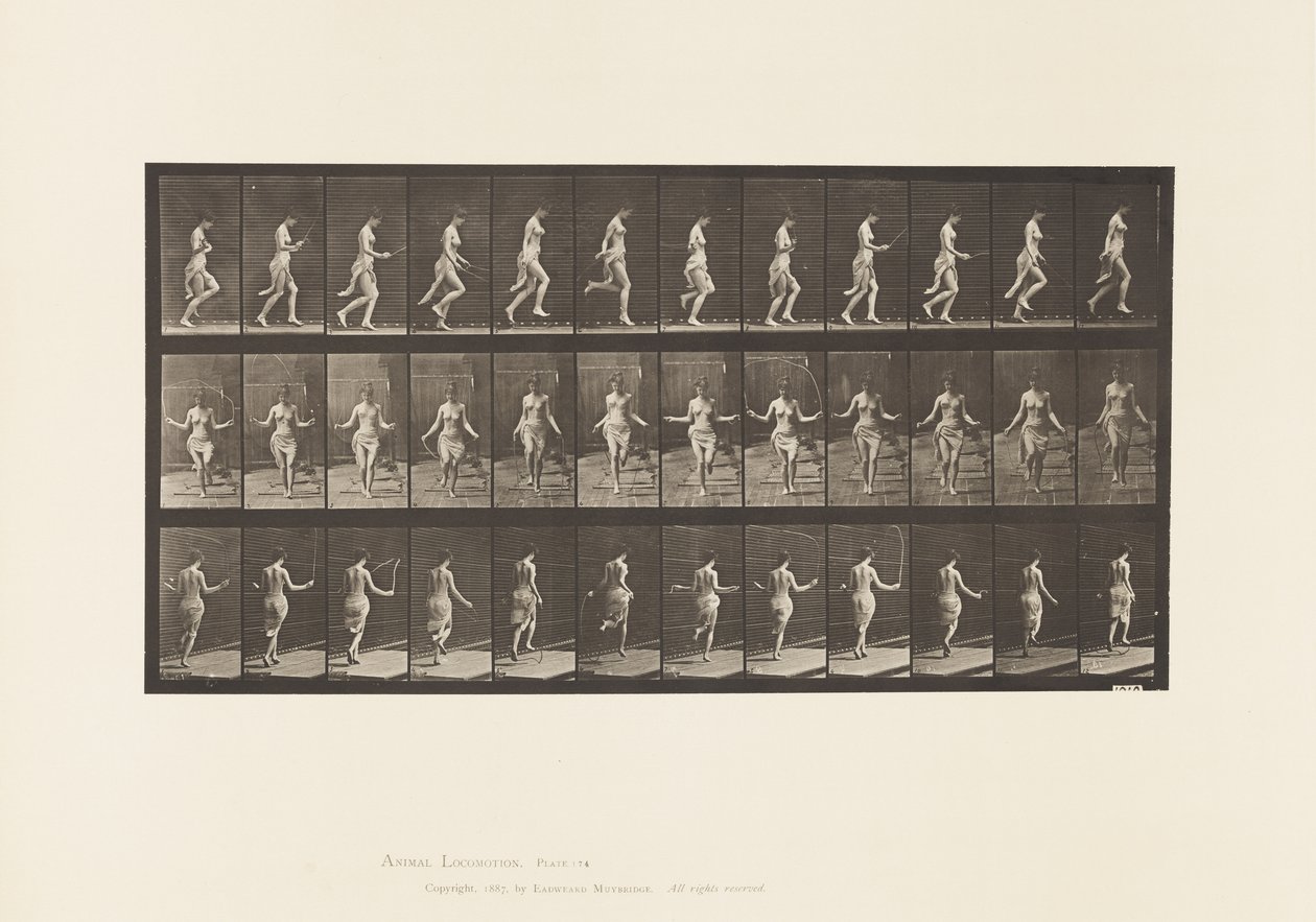 Tafel 174. Laufen und Springen mit Springseil von Eadweard Muybridge
