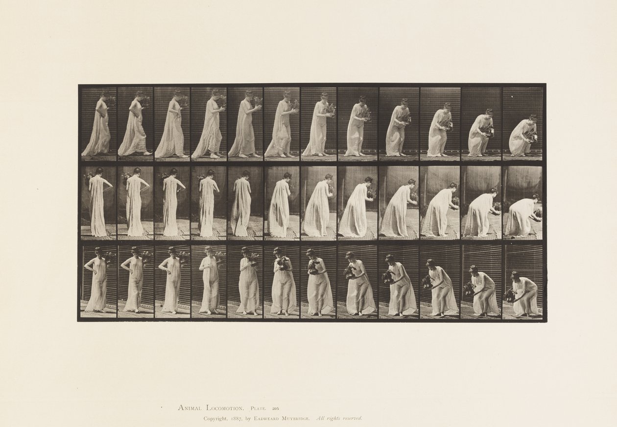 Vase tragen und sich bücken von Eadweard Muybridge