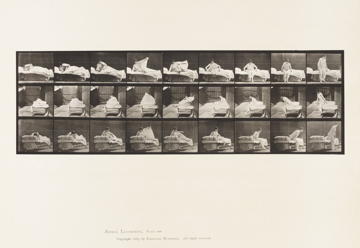 Platte 265. Aus dem Bett steigen und sich zum Knien vorbereiten von Eadweard Muybridge