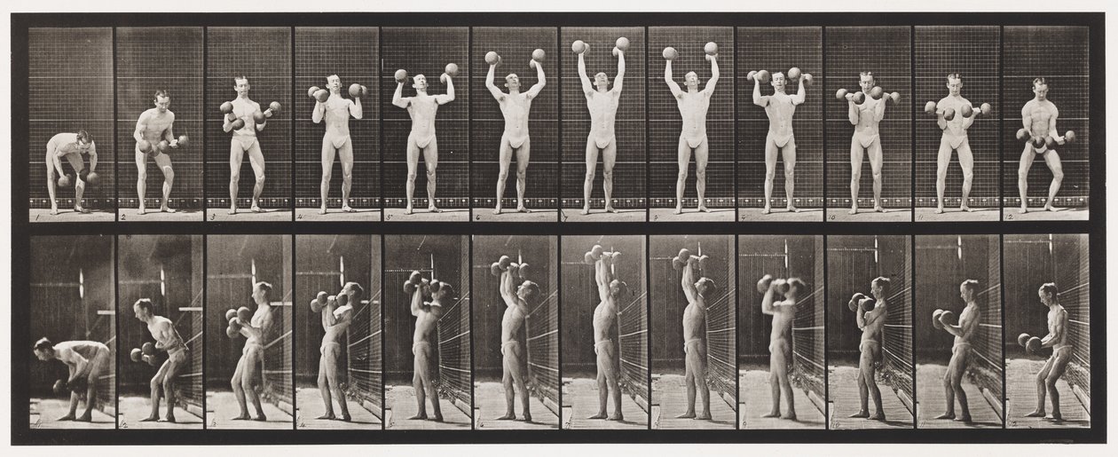 Tafel 322. Heben und Absenken von zwei 50-Pfund-Hanteln von Eadweard Muybridge