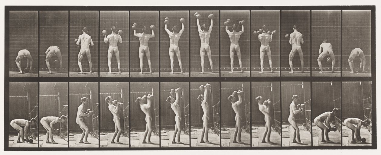 Tafel 323. Heben und Senken von zwei 50-Pfund-Hanteln von Eadweard Muybridge