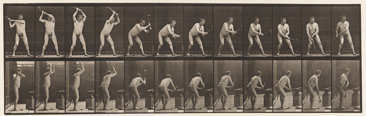 Tafel 376. Schmied, Hämmern auf dem Amboss, zwei Hände von Eadweard Muybridge