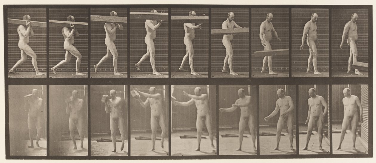 Tafel 384. Einen Baumstamm auf die Schulter heben von Eadweard Muybridge