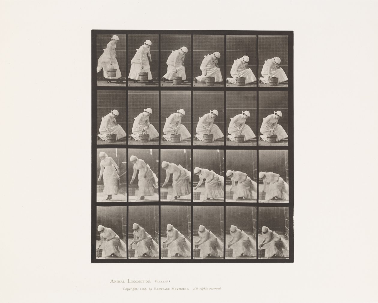 Eimer abstellen und zum Schrubben vorbereiten von Eadweard Muybridge