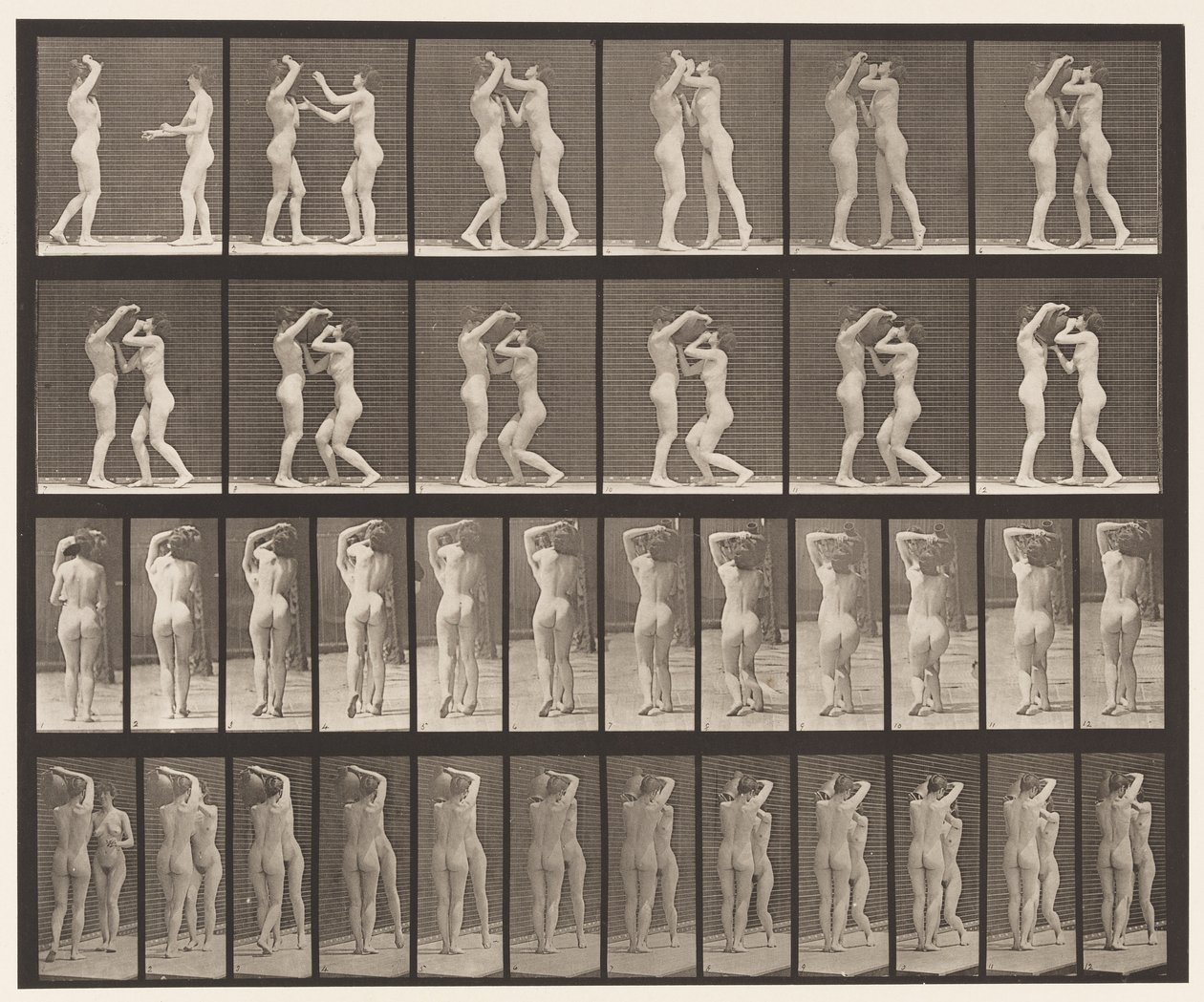 Tafel 445. Zwei Modelle-8 trinken aus Wasserkrug auf Schulter von 1 von Eadweard Muybridge