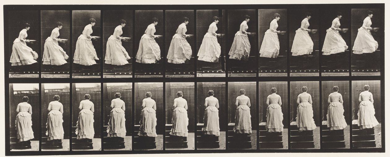 Treppensteigen, Becken in den Händen von Eadweard Muybridge