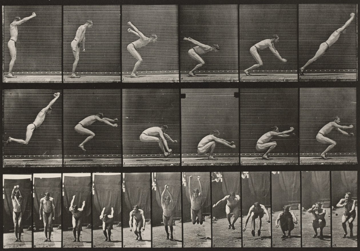 Tafel Nummer 163. Springen, Standweitsprung von Eadweard Muybridge