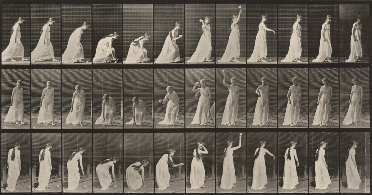 Tafel Nummer 306. Einen Ball aufheben und werfen von Eadweard Muybridge