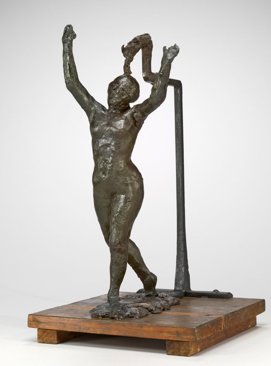 Tänzerin, die sich vorwärts bewegt, Arme erhoben von Edgar Degas