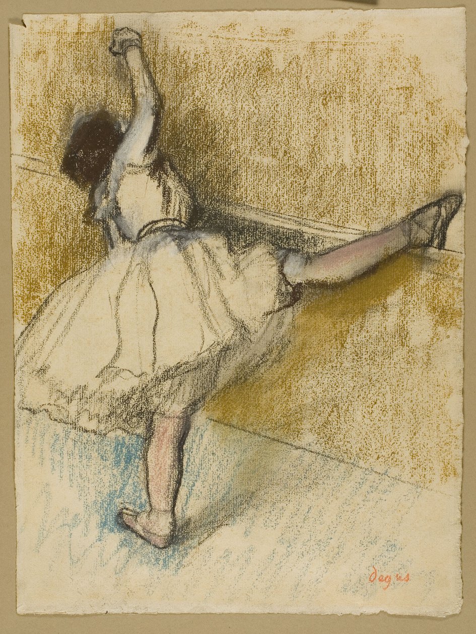 Tänzerin, die sich an der Stange dehnt von Edgar Degas