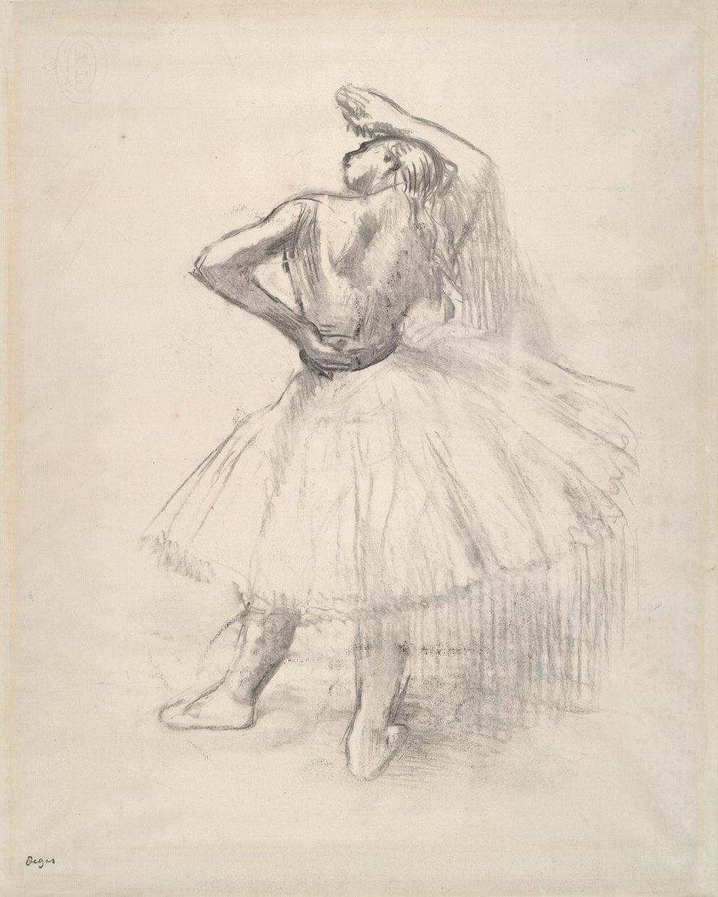 Stehende Tänzerin, rechter Arm erhoben von Edgar Degas