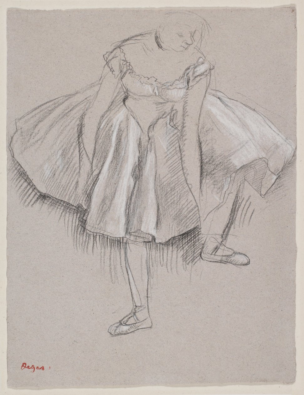 Tänzerin, die ihren Schuh richtet, frühe 1880er Jahre von Edgar Degas
