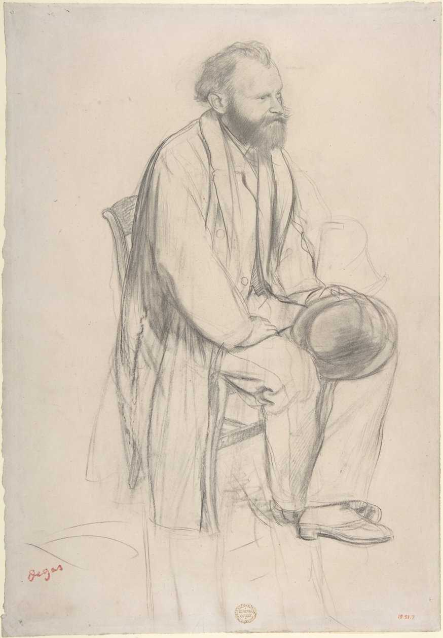 Édouard Manet, sitzend, seinen Hut haltend von Edgar Degas