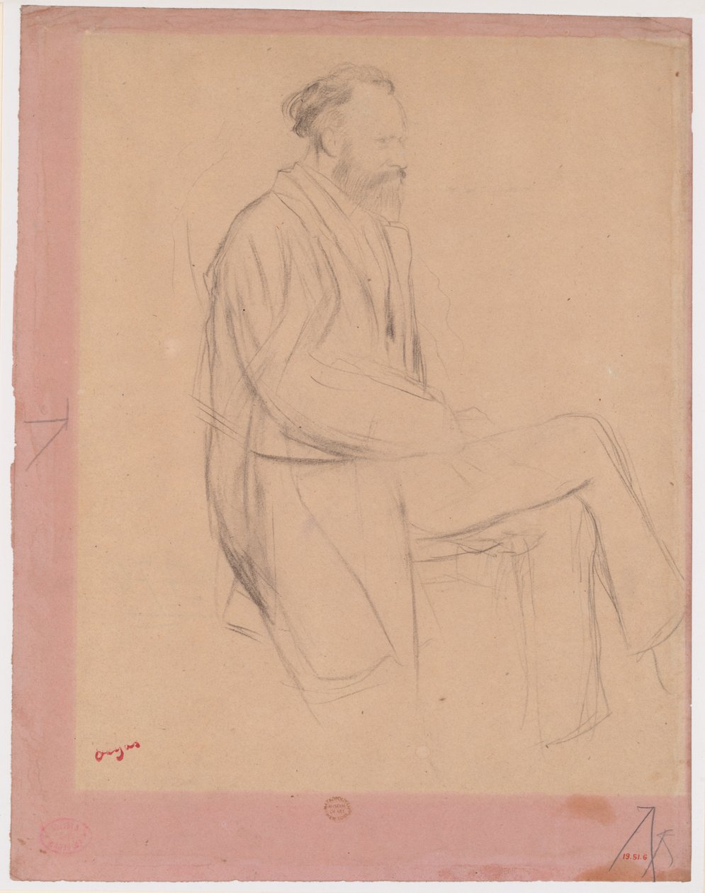 Édouard Manet, sitzend, Profil nach rechts von Edgar Degas
