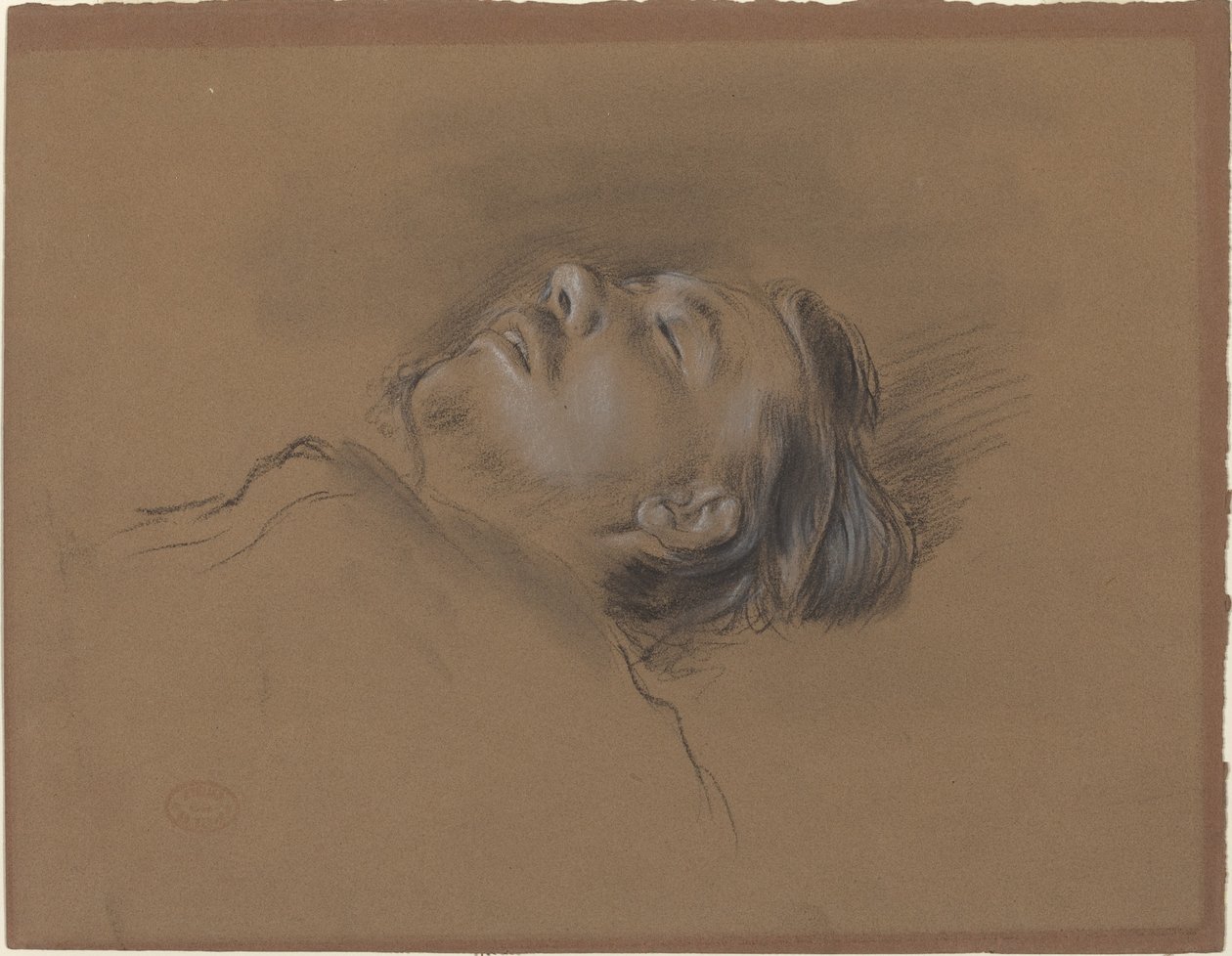 Kopf des gefallenen Jockeys, Studie für Szene vom Hindernisrennen: Der gefallene Jockey, ca. 1866 von Edgar Degas
