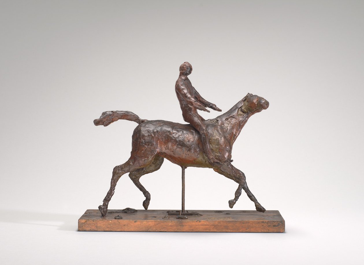 Galoppierendes Pferd, den Kopf nach rechts drehend, die Füße berühren den Boden nicht, Mitte 1870er von Edgar Degas