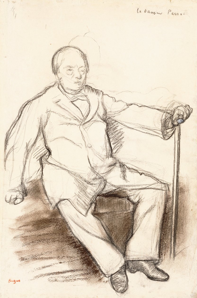 Jules Perrot, Studie für Der Tänzer Perrot, sitzend, ca. 1880 von Edgar Degas