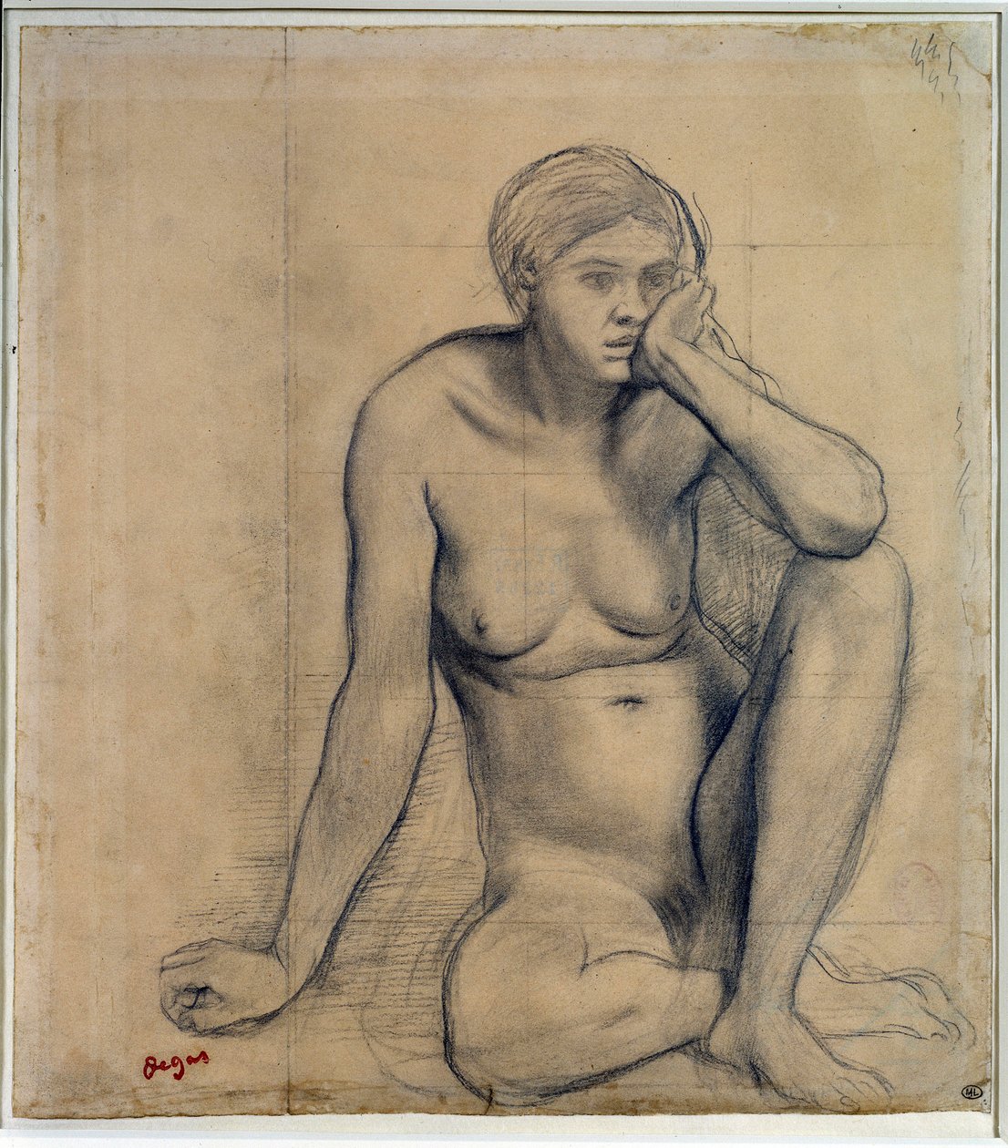 Sitzende nackte Frau, Studie für „Szene aus dem Mittelalter“ von Edgar Degas