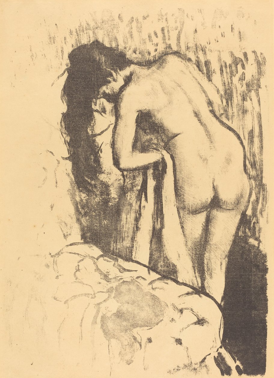 Nackte Frau steht und trocknet sich (Femme nue debout, a sa toilette) von Edgar Degas