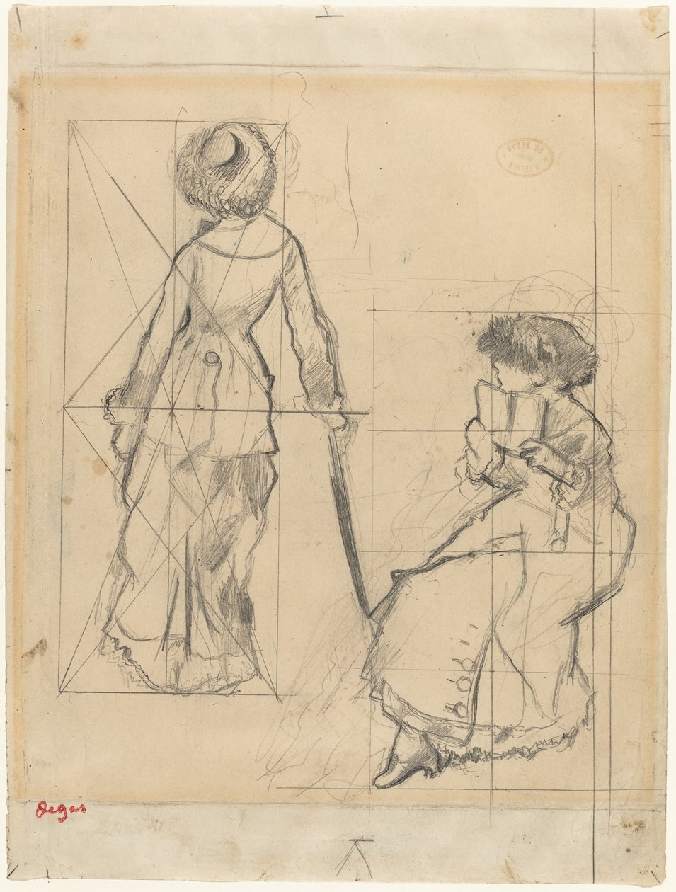 Studie für Mary Cassatt im Louvre (recto) von Edgar Degas