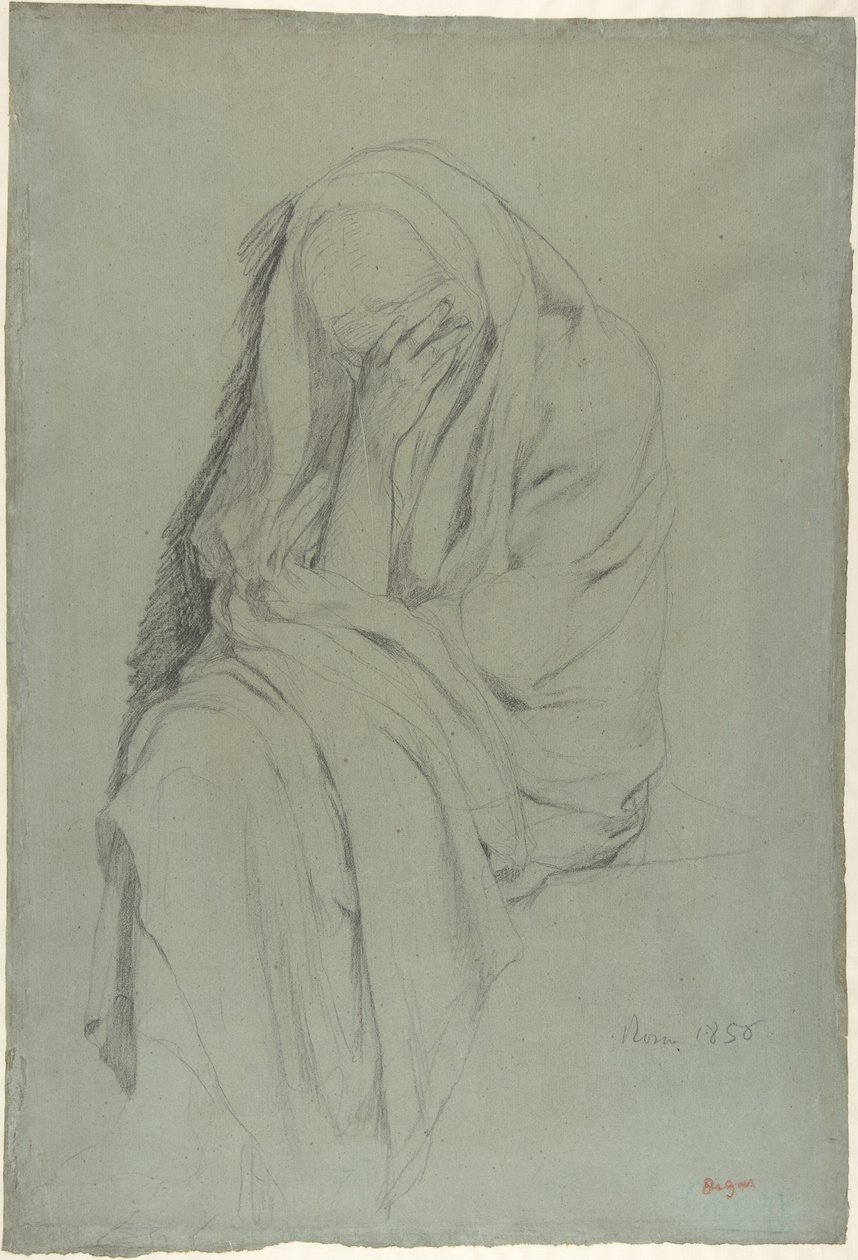 Studie für Vieille Italienne (recto); Draperiestudie (verso) von Edgar Degas