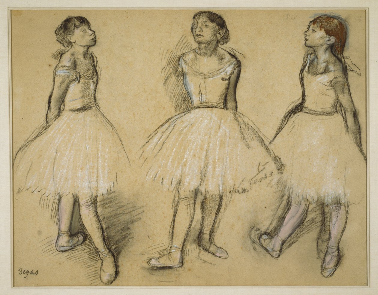 Drei Studien einer Tänzerin in vierter Position von Edgar Degas