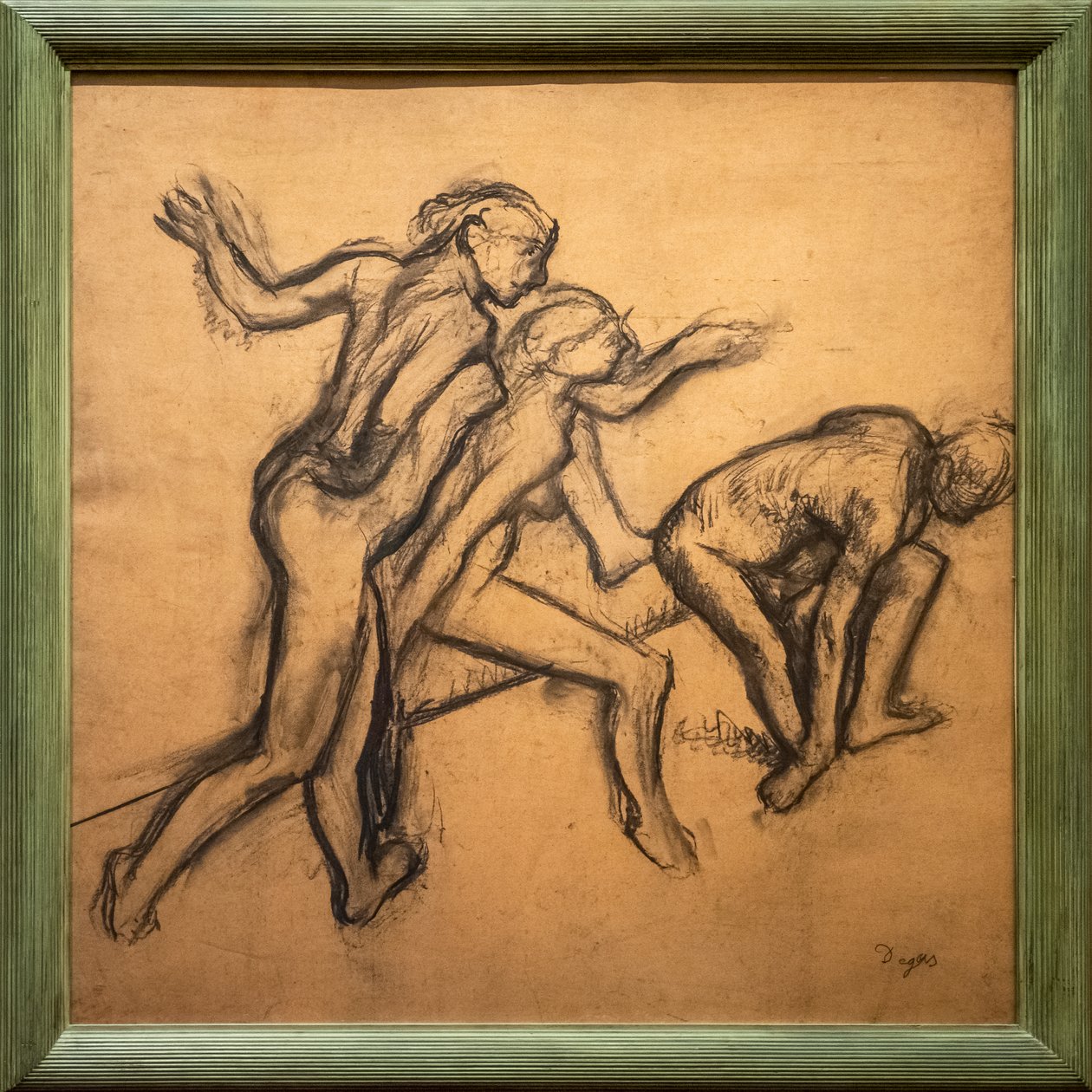 Drei nackte Tänzerinnen. 1895-1900. Kohle auf Transparentpapier. von Edgar Degas