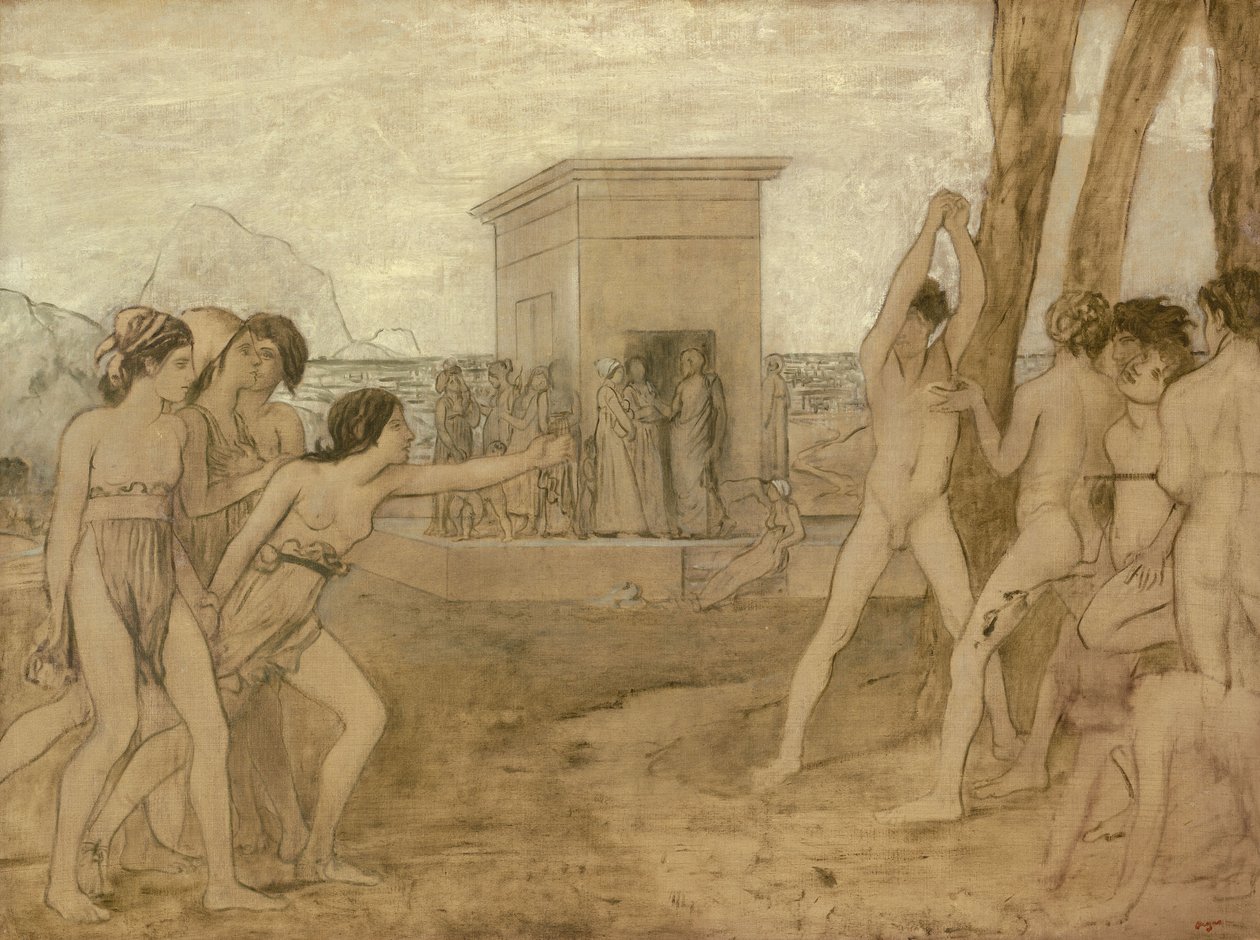 Junge spartanische Mädchen fordern Jungen heraus von Edgar Degas