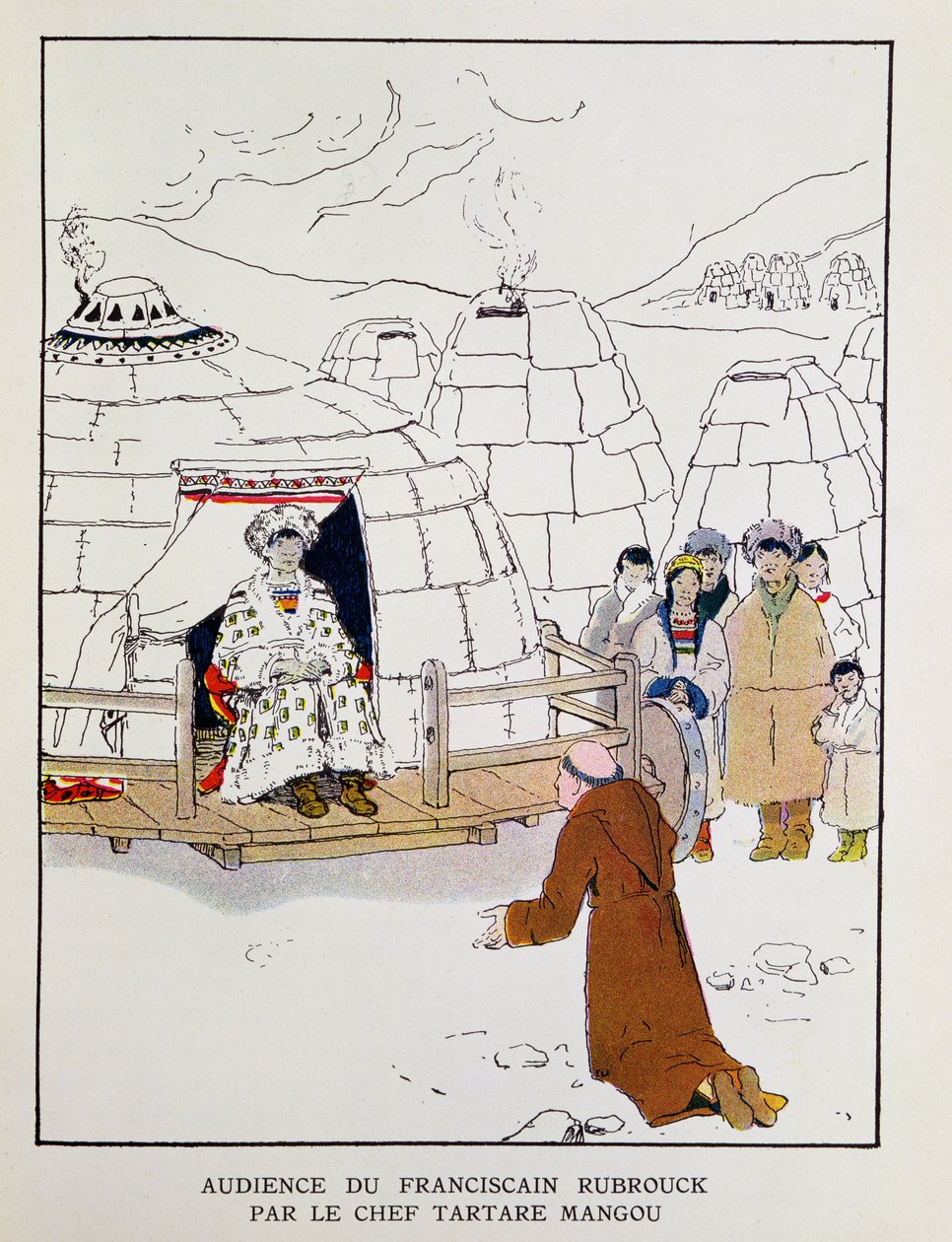 Wilhelm Rubruck (ca. 1200-ca. 1256) vor dem Tartarenführer Mangu im Jahr 1251, aus 