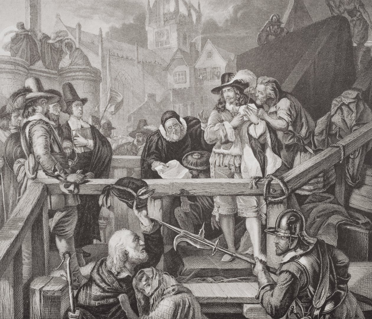 Der Marquis von Montrose am Hinrichtungsort in der High Street von Edinburgh im Jahr 1650, aus 