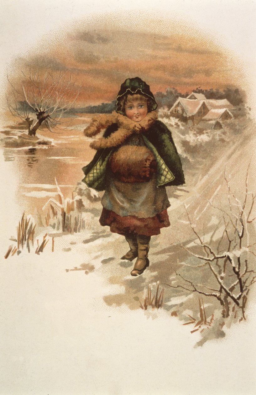 Mädchen auf einer verschneiten Straße, Illustration aus Wo Lilien leben, 1889 von Edith S. Berkeley