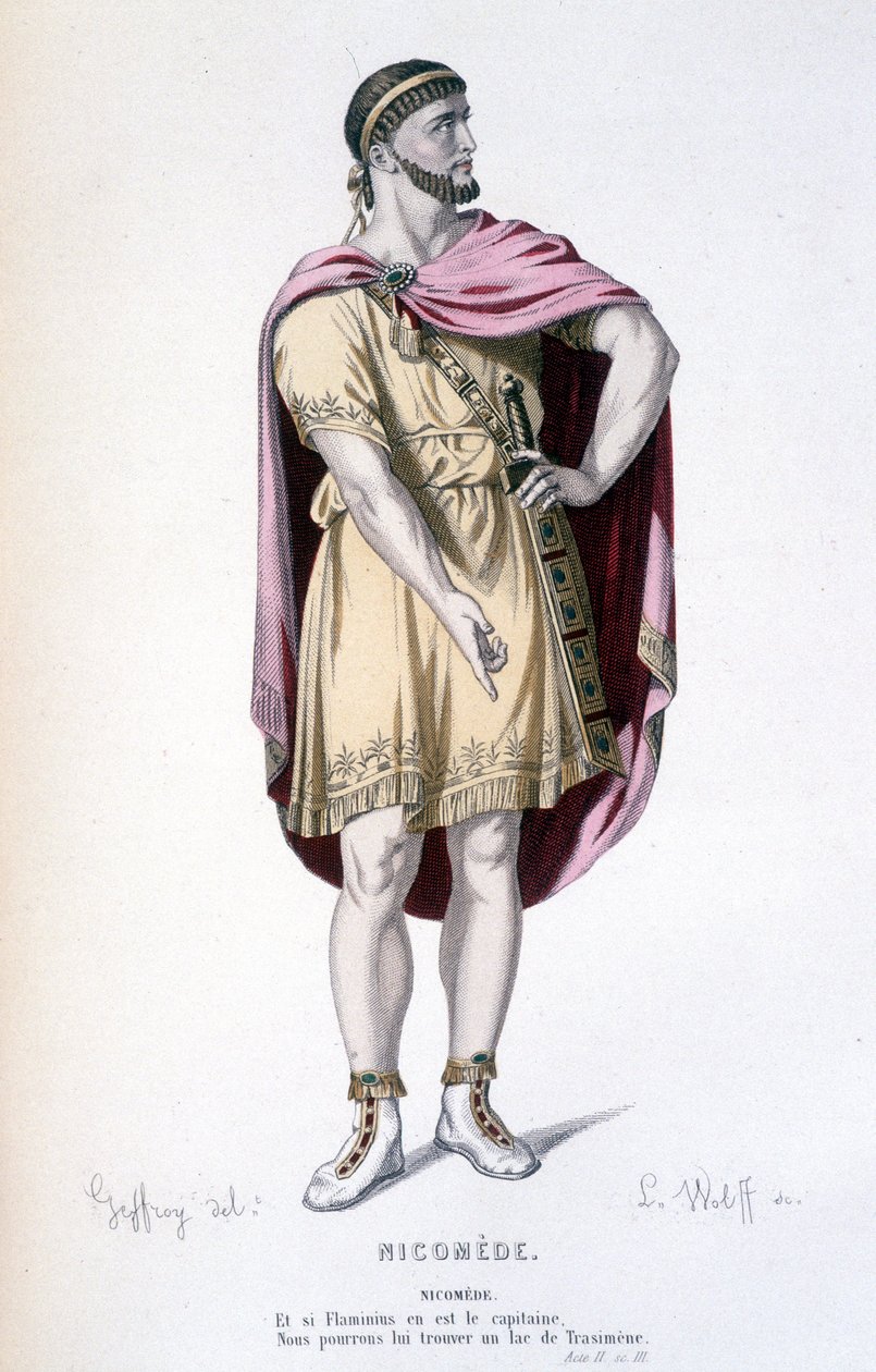 Der Charakter von Nicomedes in der Tragödie Nicomedes - Vollständiges Theater: (Sammlung von Stücken von Corneille) Zeichnung von Geffroy, Gravur von L. Wolff - Hrsg. Laplace, Sanchez et Cie, Paris 1884 von Edmond Aime Florentin Geffroy