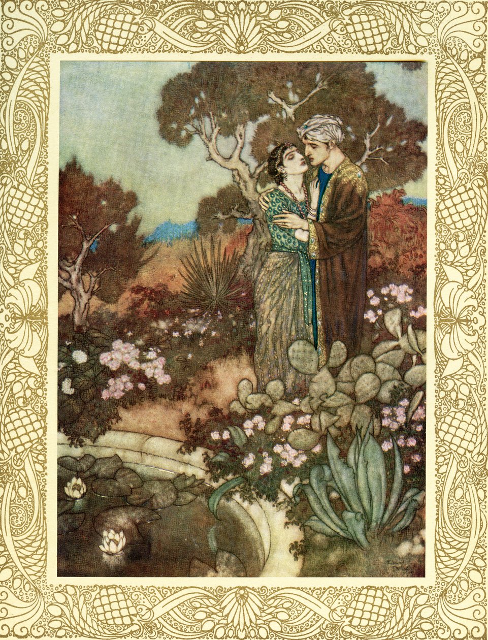 Umarmen Sie in Ihrer kleinen Gnadenstunde die wehende Zypresse, bevor die Mutter Sie in ihre Arme zurückfaltet und in einer letzten Umarmung auflöst, Illustration aus 
