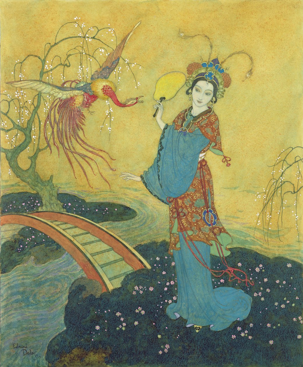 Prinzessin Badoura, Illustration aus Prinzessin Badoura, Eine Geschichte aus Tausendundeiner Nacht, nacherzählt von Laurence Housman von Edmund Dulac