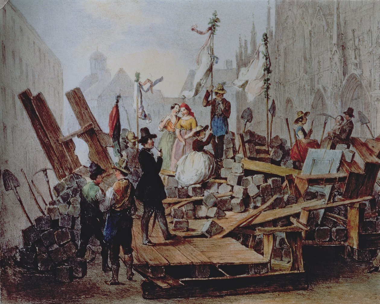 Barrikaden am Stephansplatz, Wien, 1848 von Edouard Ritter