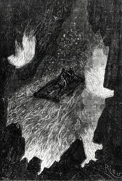 Das Floß wogte auf Lavaströmen, Illustration aus 