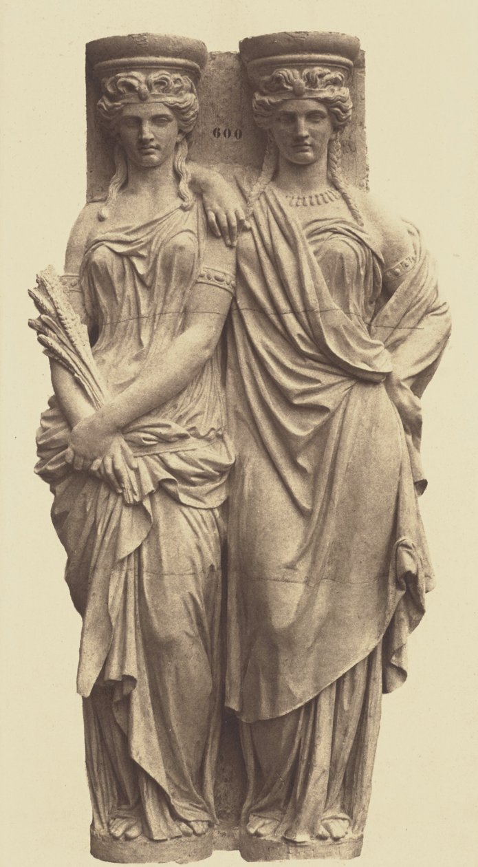 Karyatiden von Astyanax Bosio, Dekoration des Louvre, Paris von Édouard Baldus