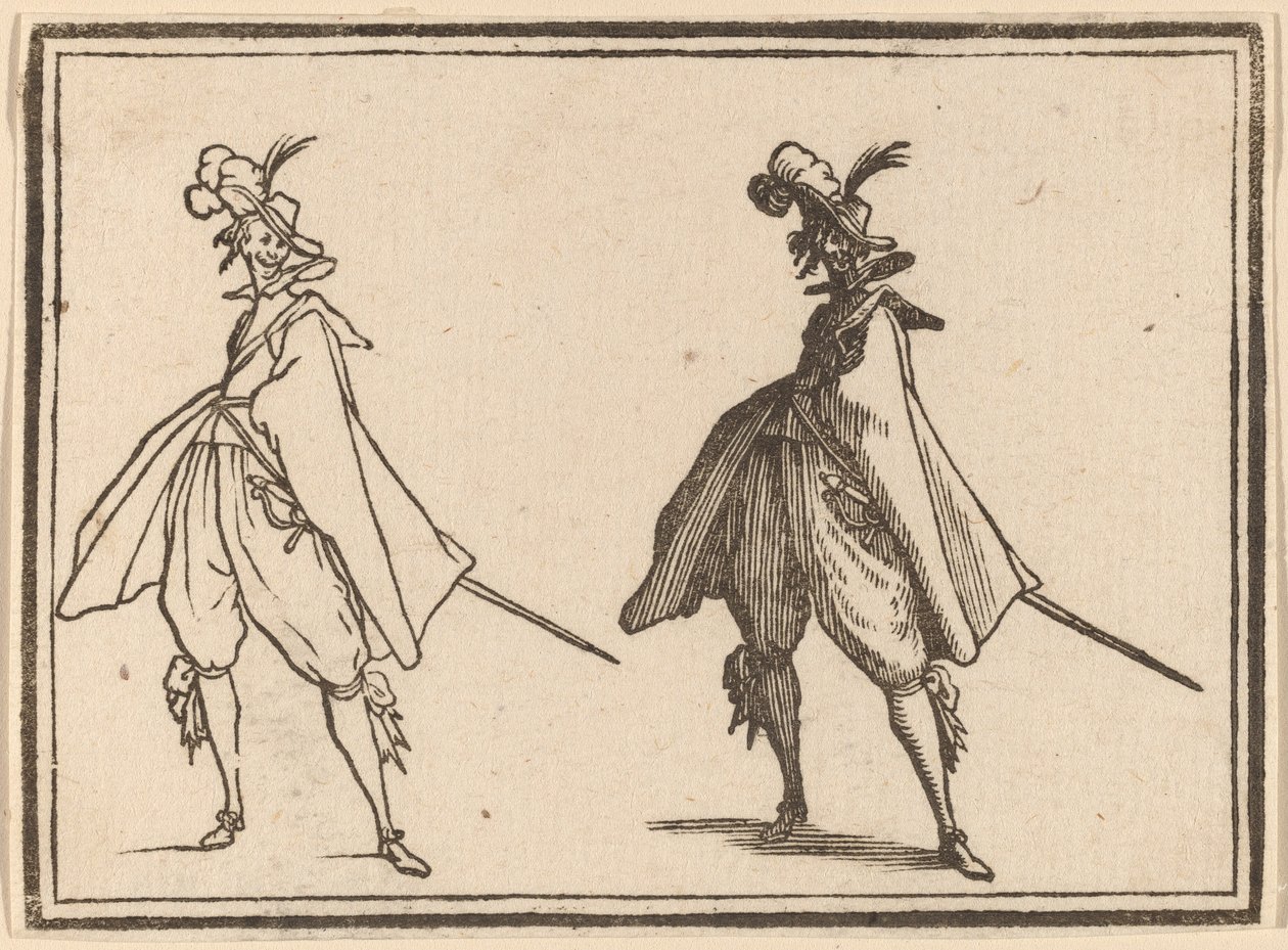 Herr in einem großen Mantel, Vorderansicht von Edouard Eckman after Jacques Callot